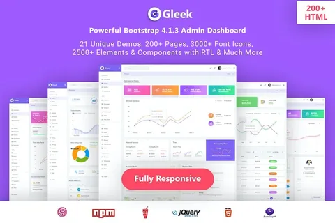 Gleek – Powerful Bootstrap4 AdminDashboard HTML product artwork