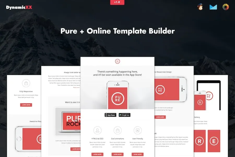 Pure – Responsive APP Email Template product artwork