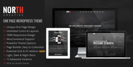 North – One Page Parallax WordPress Theme product artwork