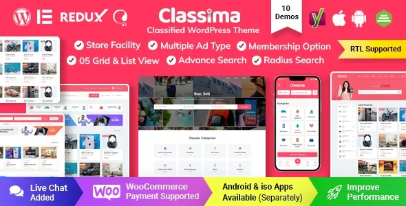 Classima – Classified Ads WordPress Theme product artwork