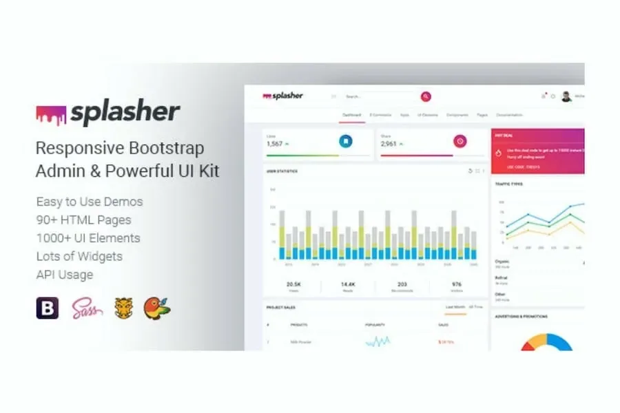 Splasher – Responsive Bootstrap Admin product artwork